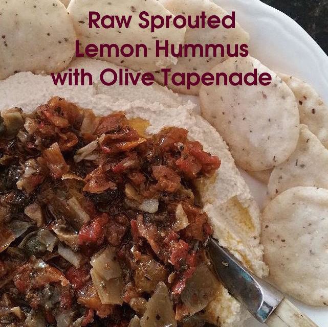 Lemony Raw Sprouted Hummus with Olive Tapenade Spread