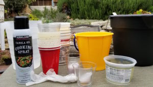 Gather supplies for making concrete pots
